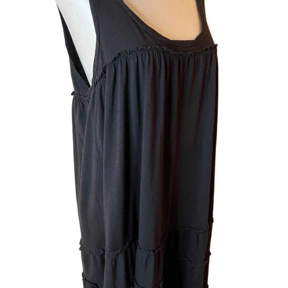 Hi Line Casual Black Tiered Loose Fit Flowy Dress / Cover Up Size Small - Picture 6 of 12
